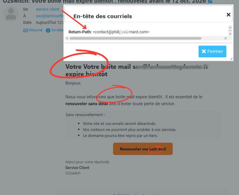 Tentative phishing mail